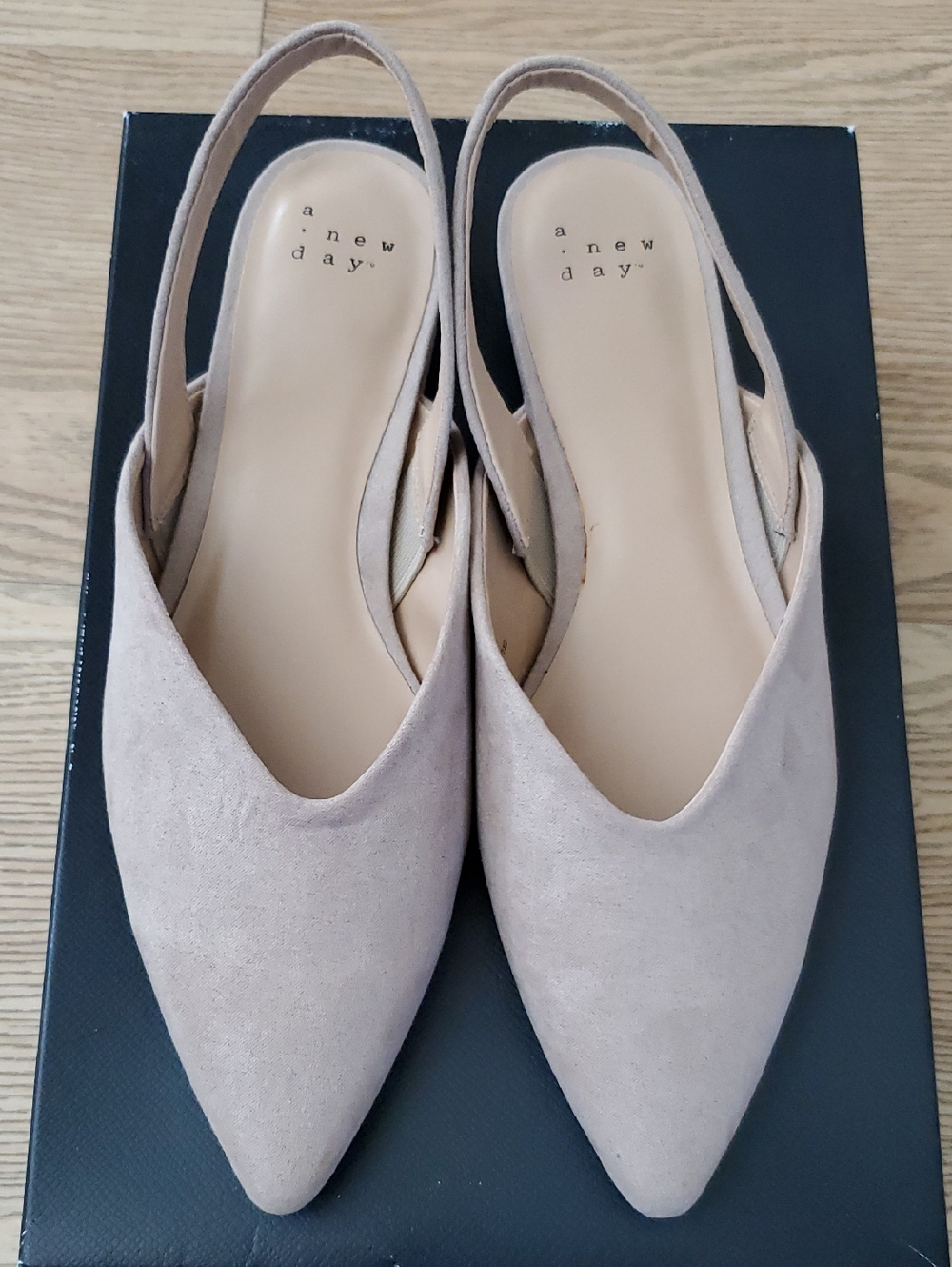 a. new. day Beige Faux Suede Slingback Flats, Size 7.5 - New